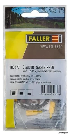 180677 Faller 3 Micro-Kabelbirnen, Weiß